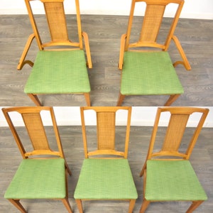 Mid Century Green Dining Chairs Set of 5 image 2