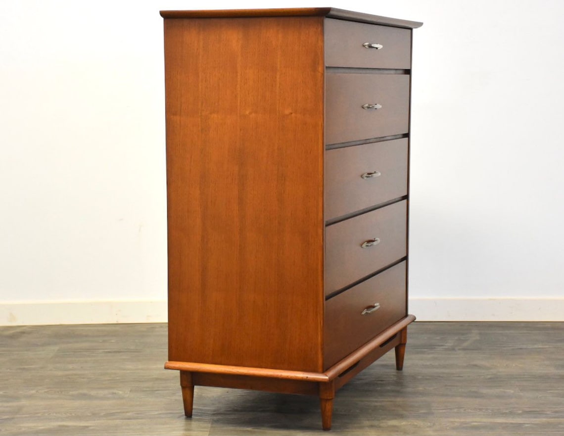 Lane Walnut MCM Tall Dresser Etsy UK