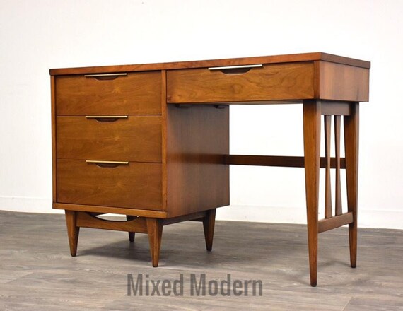 Kent Coffey Tableau Walnut And Brass Desk Etsy