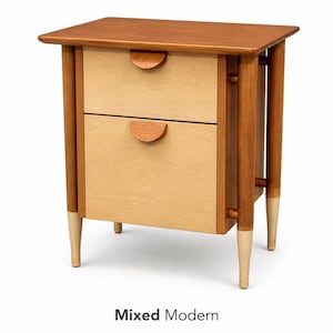 Cherry and Mahogany Mid Century Nightstand by Basic Witz