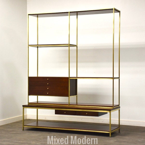 Paul McCobb Brass And Mahogany Room Divider