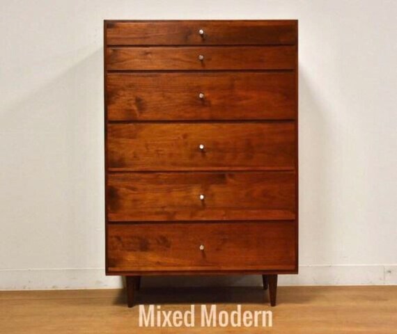 Solid Walnut Lingerie Chest Thin Dresser Etsy