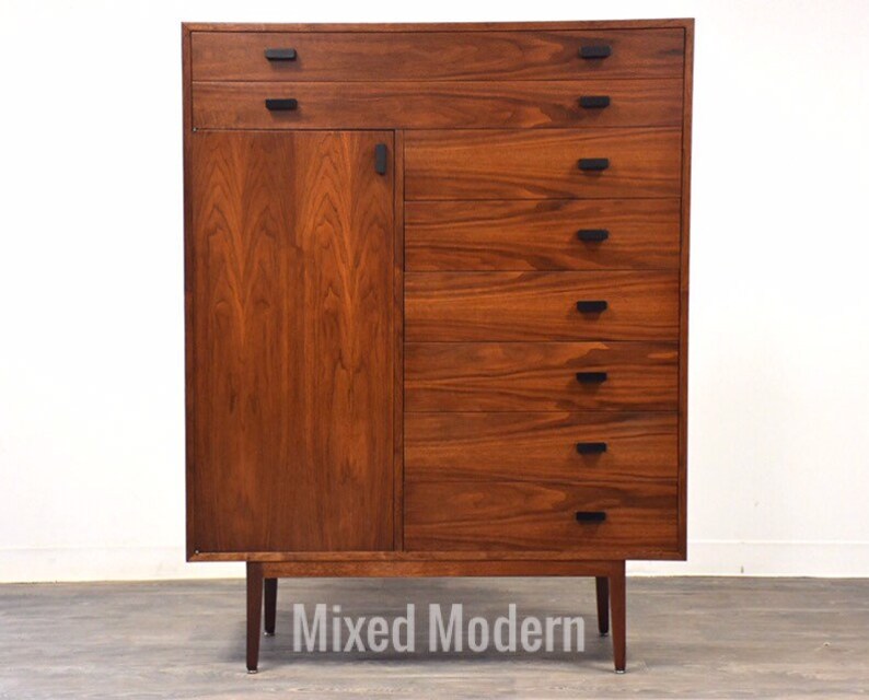 Walnut Gentleman S Chest Modern Armoire Dresser Etsy