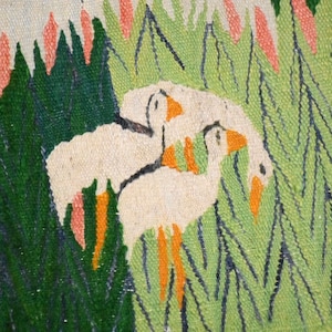 Snowy Egret Handmade Swedish Flat Weave Kilim Rug image 7