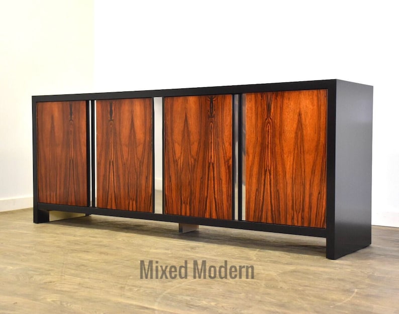 Rosewood and Chrome Dresser image 1