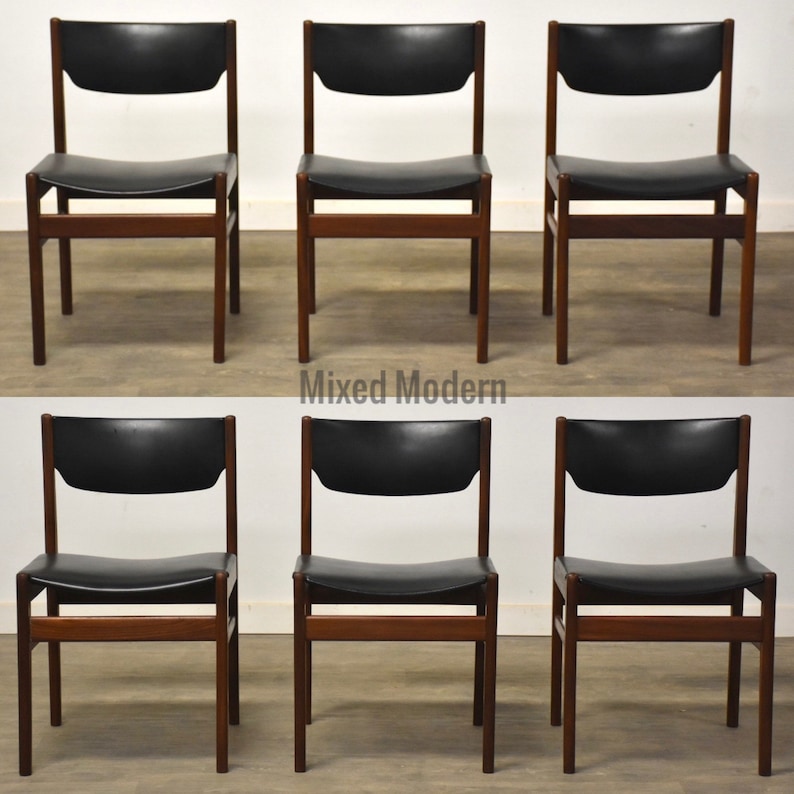 Danish Modern Teak Dining Chairs Set of 6 image 1
