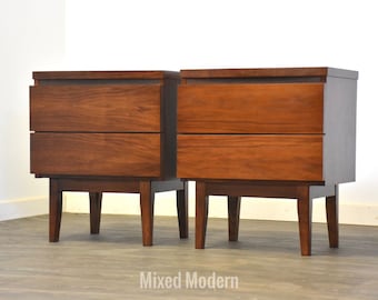 Walnut MCM Nightstands- A Pair