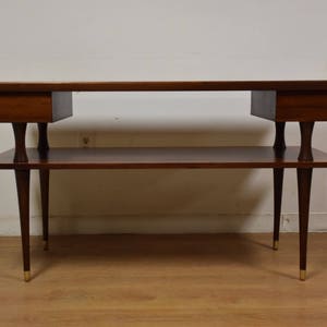 Walnut and Tile Sofa Console Table image 2