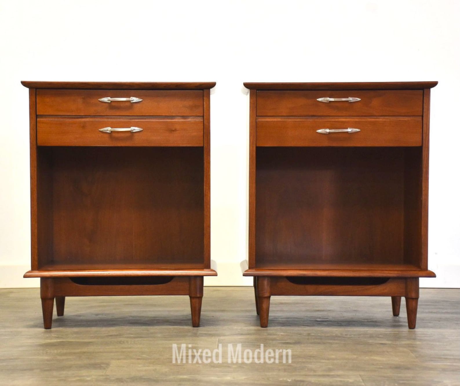Lane Walnut MCM Nightstands A Pair Etsy