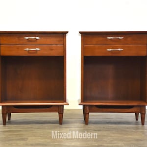 Lane Walnut MCM Nightstands- A Pair