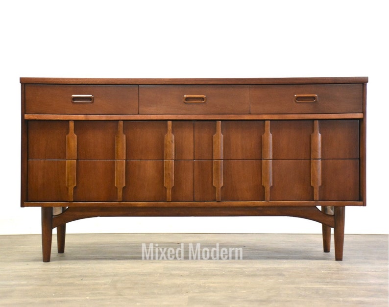 Walnut Mid Century Modern Dresser image 1