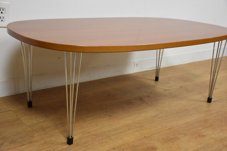 Cherry and Chrome Oval Coffee Table image 8