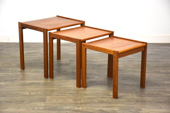 Danish Teak Nesting Side Tables- Set of 3 - Etsy