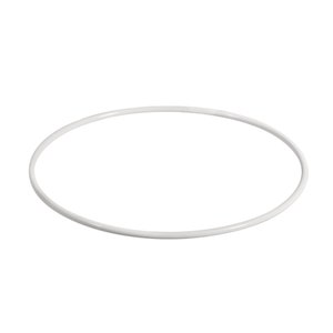 May include: A white metal hoop, a circular ring, for crafts or decoration.