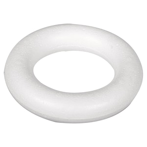 May include: A white foam wreath ring, ideal for crafting and decorating.