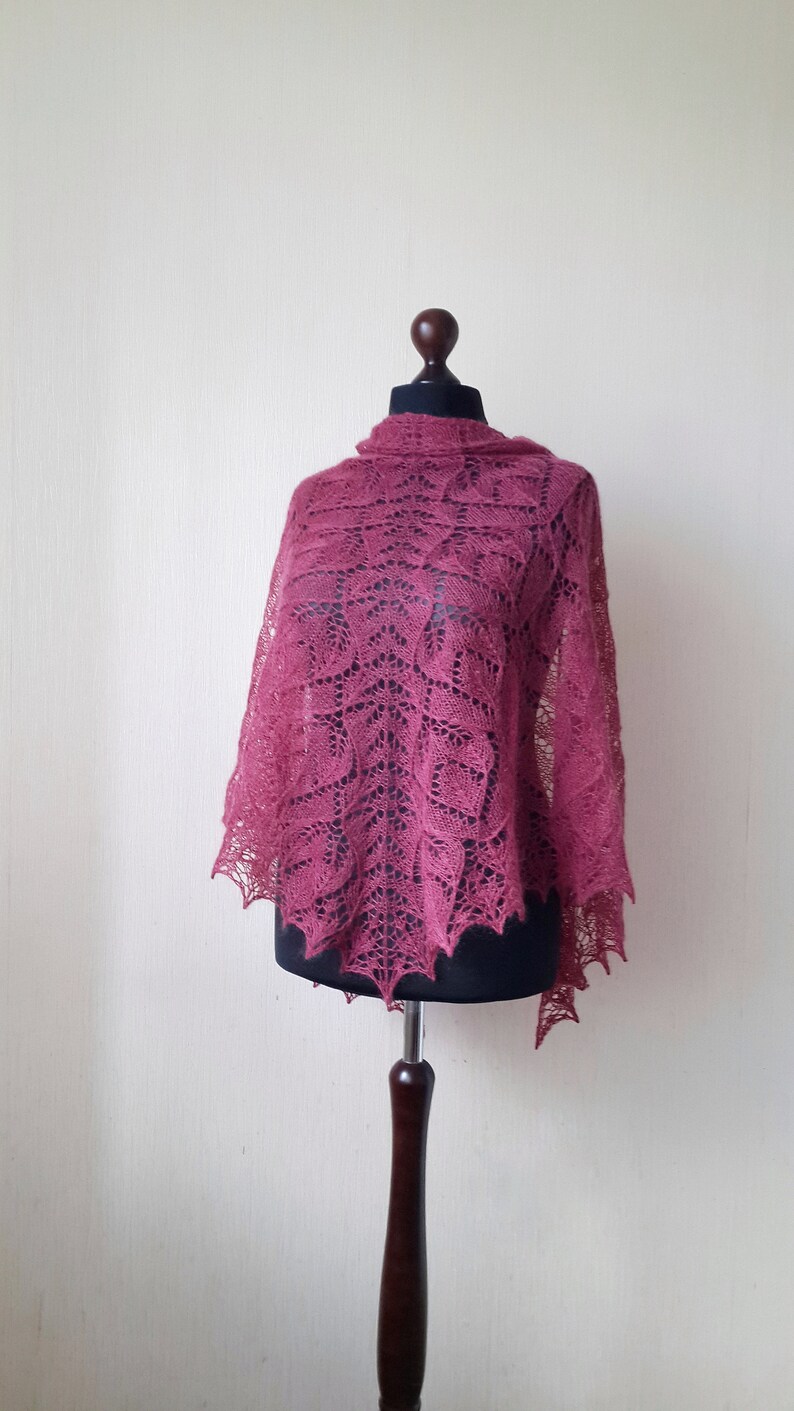Cherry Lace knitted mohair shawl Evening shawls wraps | Etsy