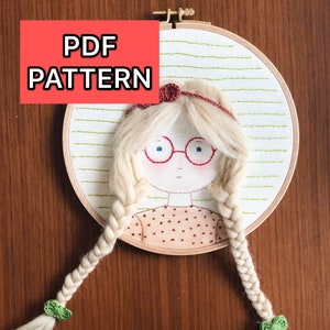 Blonde girl pdf embroidery pattern, pdf digital download beginner, diy embroidery pattern, diy hand embroidery, modern wall hanging pattern