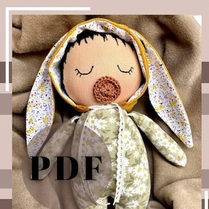 Pdf rag doll sewing pattern, sewing tutorial for beginners, soft toy making tutorial, pdf cloth doll pattern, instant download file