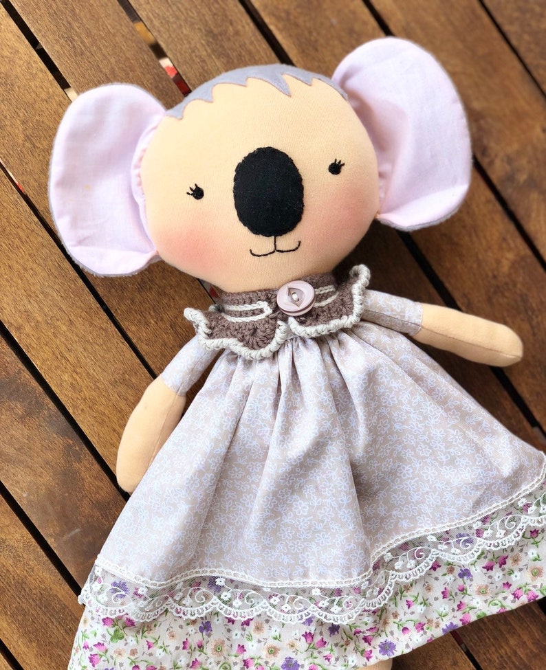 Art Collectibles Reborn Dolls Koala Baby Shower Gift Stuffed Animal Toy Koala Soft Fabric Toy Baby Girls First Doll Dress Up Koala Rag Doll Nursery Room Decor Doll
