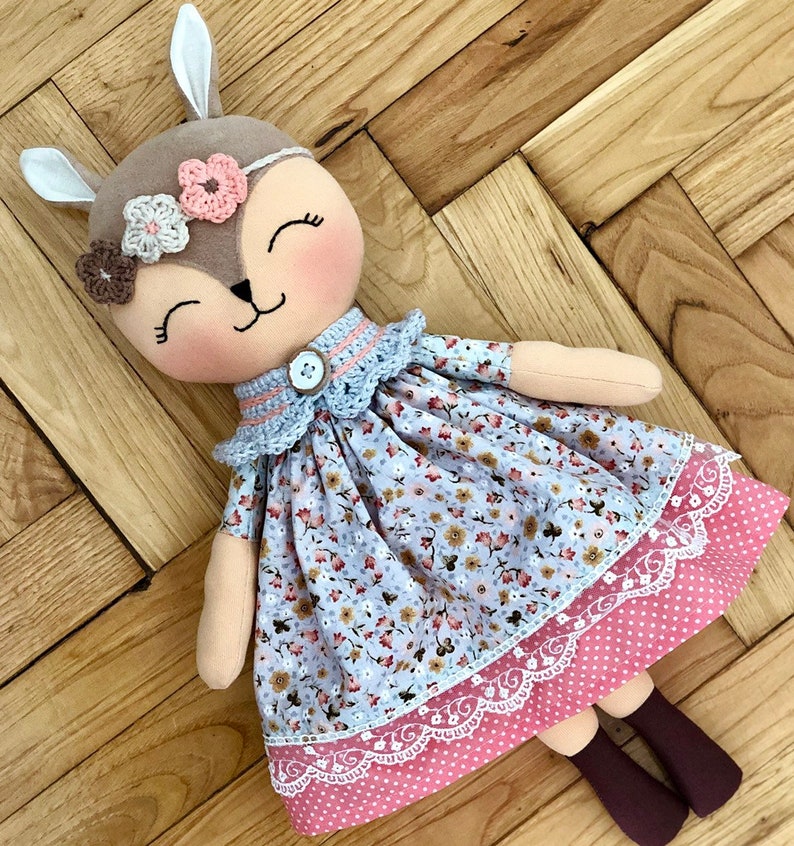 Pastel Fox Rag Doll Woodland Animal Fabric Doll Stuffed Fox Etsy