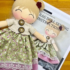 Diy rag doll sewing kit, make your own fabric doll, doll making supply, craft doll kit