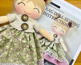 Diy rag doll sewing kit, make your own fabric doll, doll making supply, craft doll kit