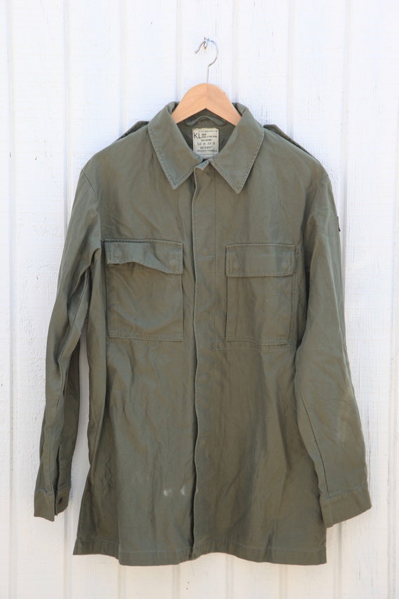 Vintage Army Jacket Green Canvas France Flag Etsy