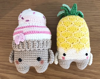 Smila and Pippa from the Summer series from Lalylala crochet amigurumi patterns, play toys, decor, pretend play, gift ideas, kids room