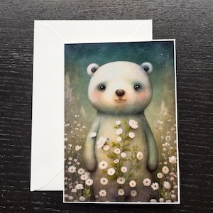 Lindo cartão de felicitações em branco com animais, cartão de arte, arte de parede, cartão de diário de lixo, aniversário,