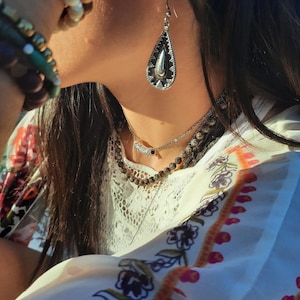 Sterling teardrop earrings, Bohemian dangle earrings, light weight