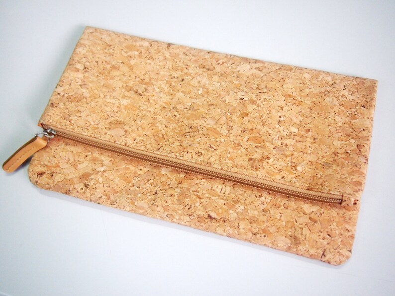 SALE Cork Fold Clutch Handbag Zipper Clutch Foldover Bag Etsy