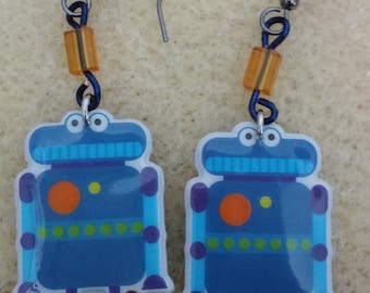 Cute beaded robot earrings