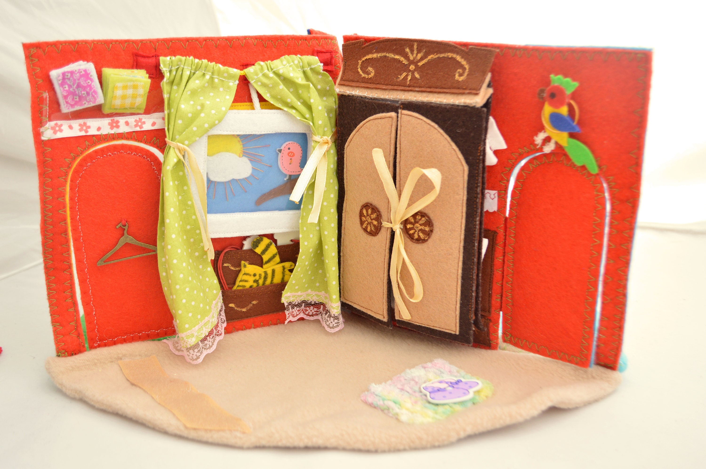 Dollhouse With Doll Quiet Book Busy Book Felt Book Dollhouse With Floor 3D Dollhouse Sensory