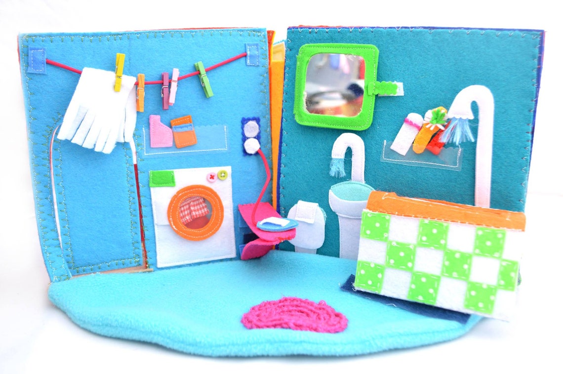 Dollhouse With Doll Quiet Book Busy Book Felt Book Dollhouse With Floor