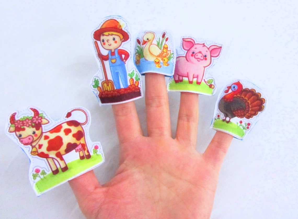 Old Macdonald Finger Puppets Felt Old Macdonald Puppets Old Etsy