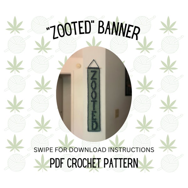 Crochet Pattern | ZOOTED | Tapestry Crochet Pattern | PDF Pattern | Crochet Tapestry | Cannabis Crochet