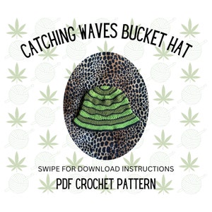 Crochet Pattern | Catching Waves Bucket Hat | Hat Crochet Pattern | Bucket Hat Crochet Pattern | Bun Beanie | Striped Crochet Hat Pattern