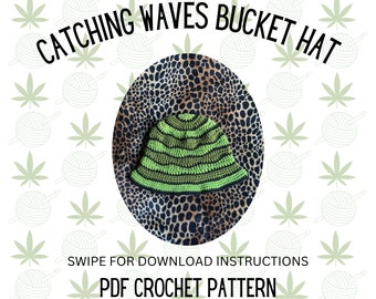 Crochet Pattern | Catching Waves Bucket Hat | Hat Crochet Pattern | Bucket Hat Crochet Pattern | Bun Beanie | Striped Crochet Hat Pattern