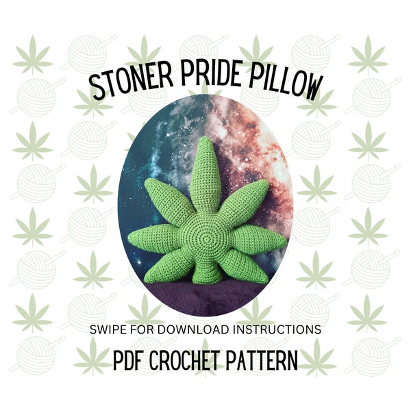 Crochet Pattern | Stoner Pride Pillow | Weed Leaf Crochet Pattern | Cannabis Crochet