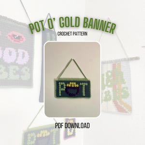 Wzór na szydełkowy baner Pot O Gold – zawieszka ścienna na Dzień Świętego Patryka (wzór w formacie PDF)