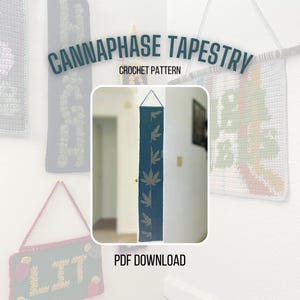 かぎ針編みパターン | CANNAPHASE | タペストリーかぎ針編みパターン | 大麻かぎ針編み | 大麻パターン | 月の満ち欠けかぎ針編み