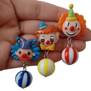 Colorful clown and ball circus earrings
