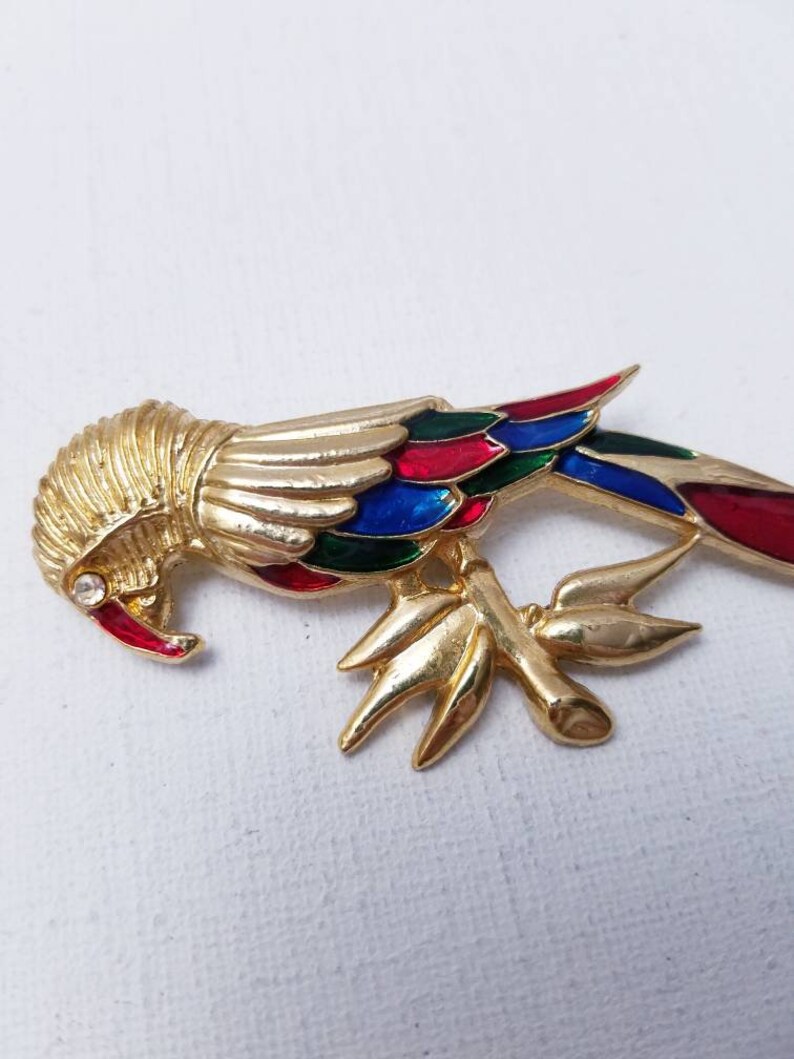 Sparkly Parrot Brooch - Silvery Tone Multicolor Crystal Rhinestone Lapel Pin Dress Accessory