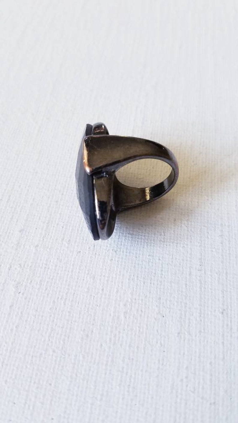 Vintage bold and glitzy black stone costume ring