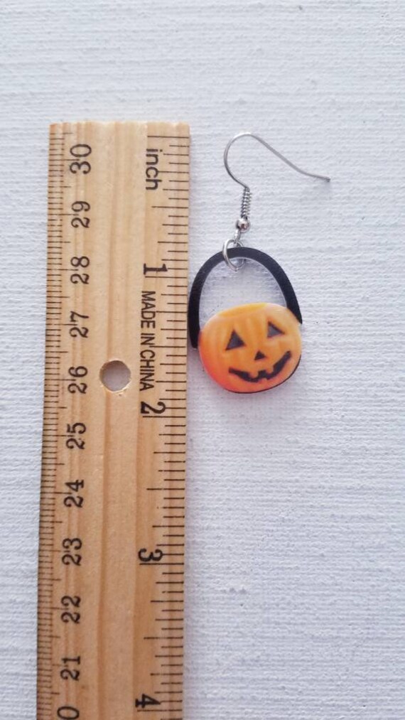 Boucles D’oreilles Halloween Citrouille-lanterne – Fait Main En Bois – Neuf Avec étiquettes
