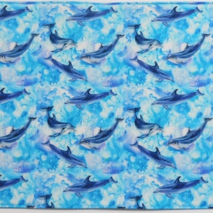 Dolphin Placemat: Padded Cotton, Blue Water Design (12x18 inches)