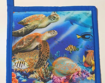 Set of 2 Saltwater Fish/Turtles Potholders