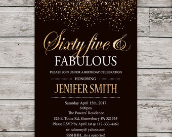 65th birthday invite etsy