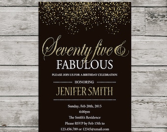 75th birthday invite etsy