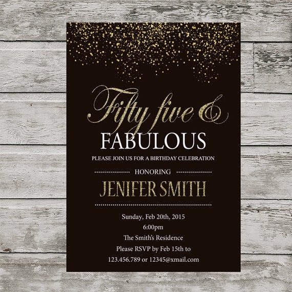 Items similar to 55th birthday invitation for women, PRINTABLE Fifty